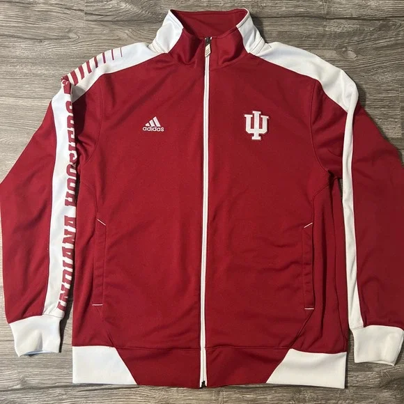 Indiana Hoosiers Adidas Full Zip Red/White Soft Shell Jacket, Size Medium - Picture 2 of 9